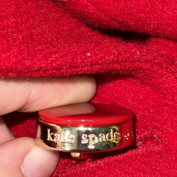 Kate Spade New York True Red Faux-Fur Trim Walker Coat Wool Blend Size Medium - Picture 14 of 15